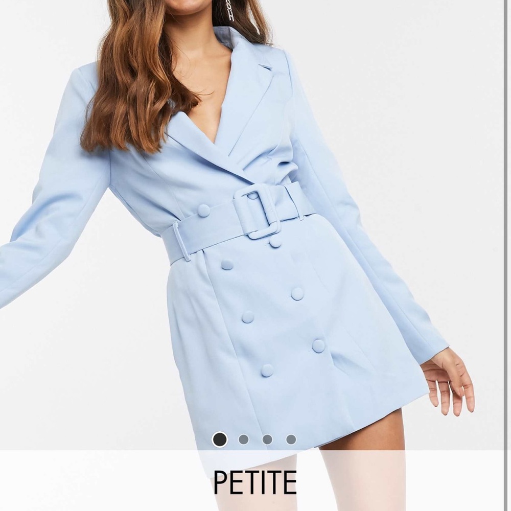 Misguided Petite Belted Blue Blazer Dress
